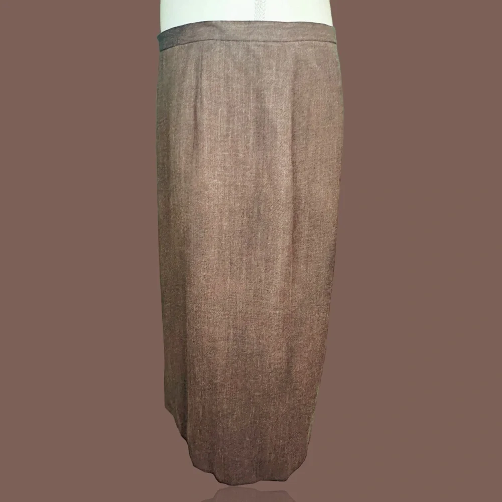 Vintage Dolce & Gabbana Brown Linen Blend Tweed Pencil Skirt IT Size 48